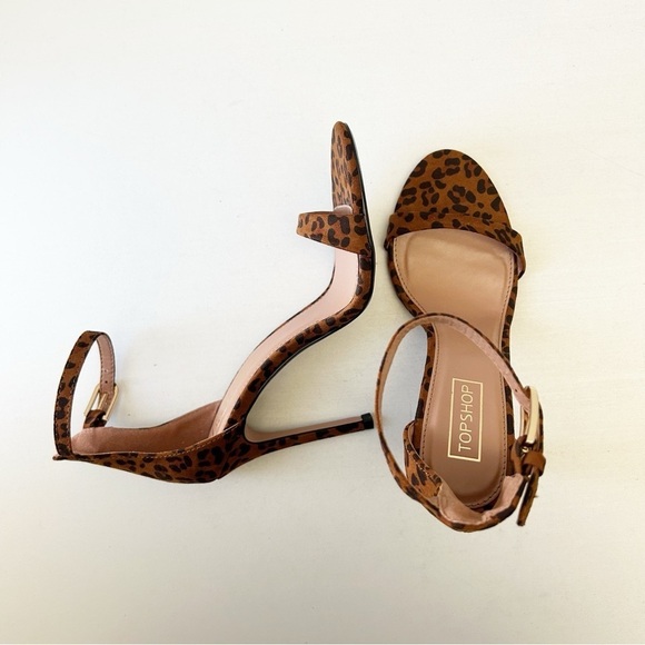 Topshop Leopard Print Stiletto Heels Ankle Strap Brown and Black Size 7.5 UNWORN - Picture 9 of 15